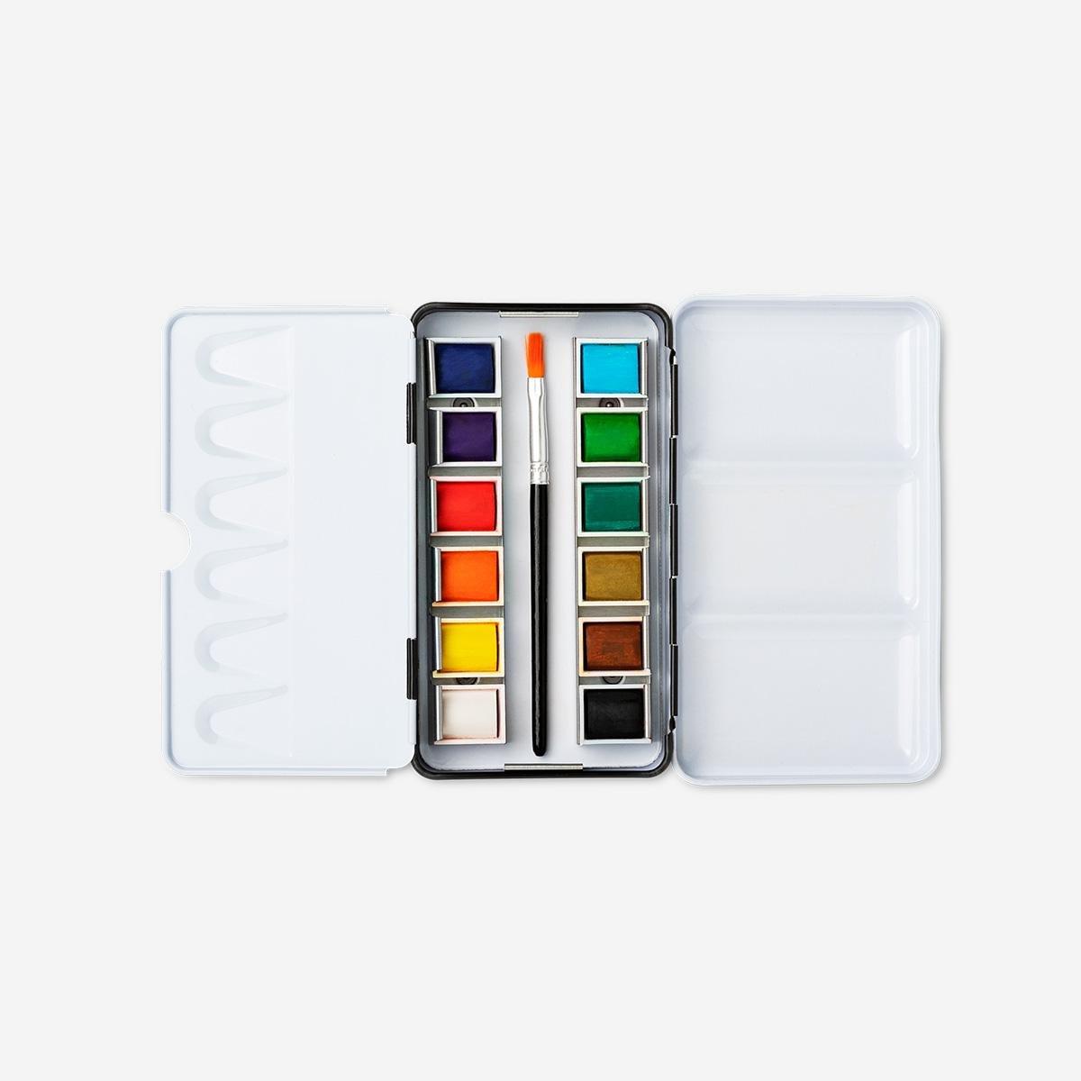 Multicolour Watercolours In Metal Box, 12 Pcs