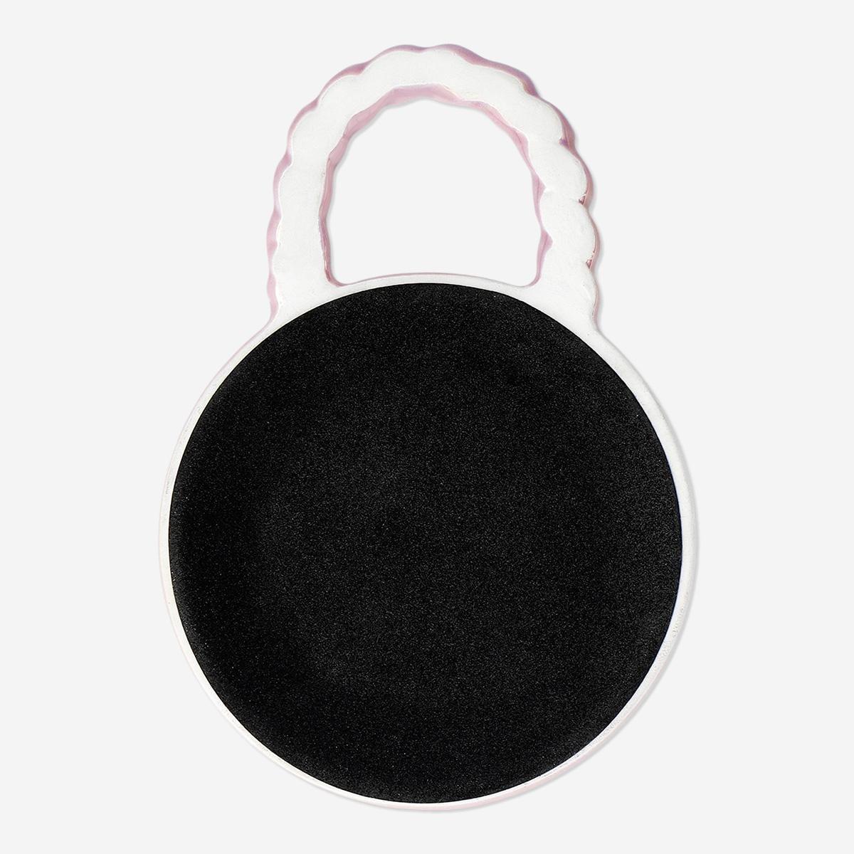 Pink ceramic coaster with handle