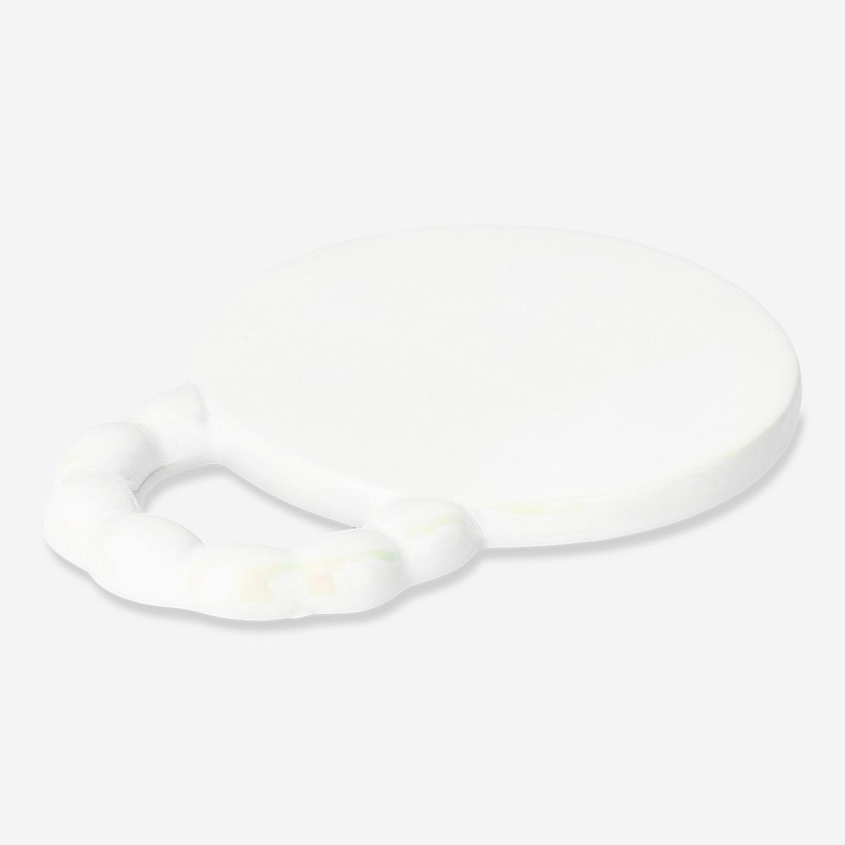 White ceramic coaster with handle