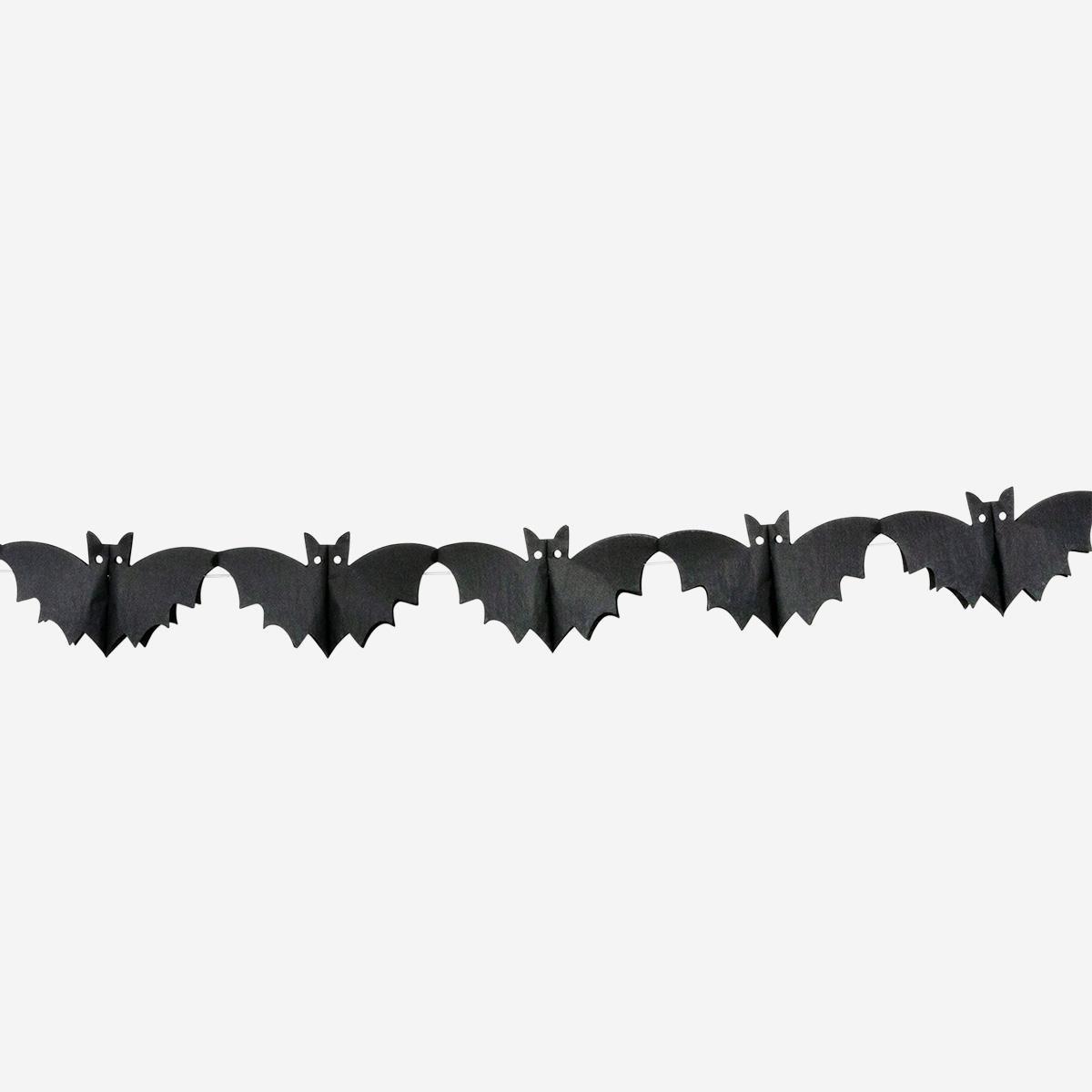 Black Paper Bat Garland - 300 Cm