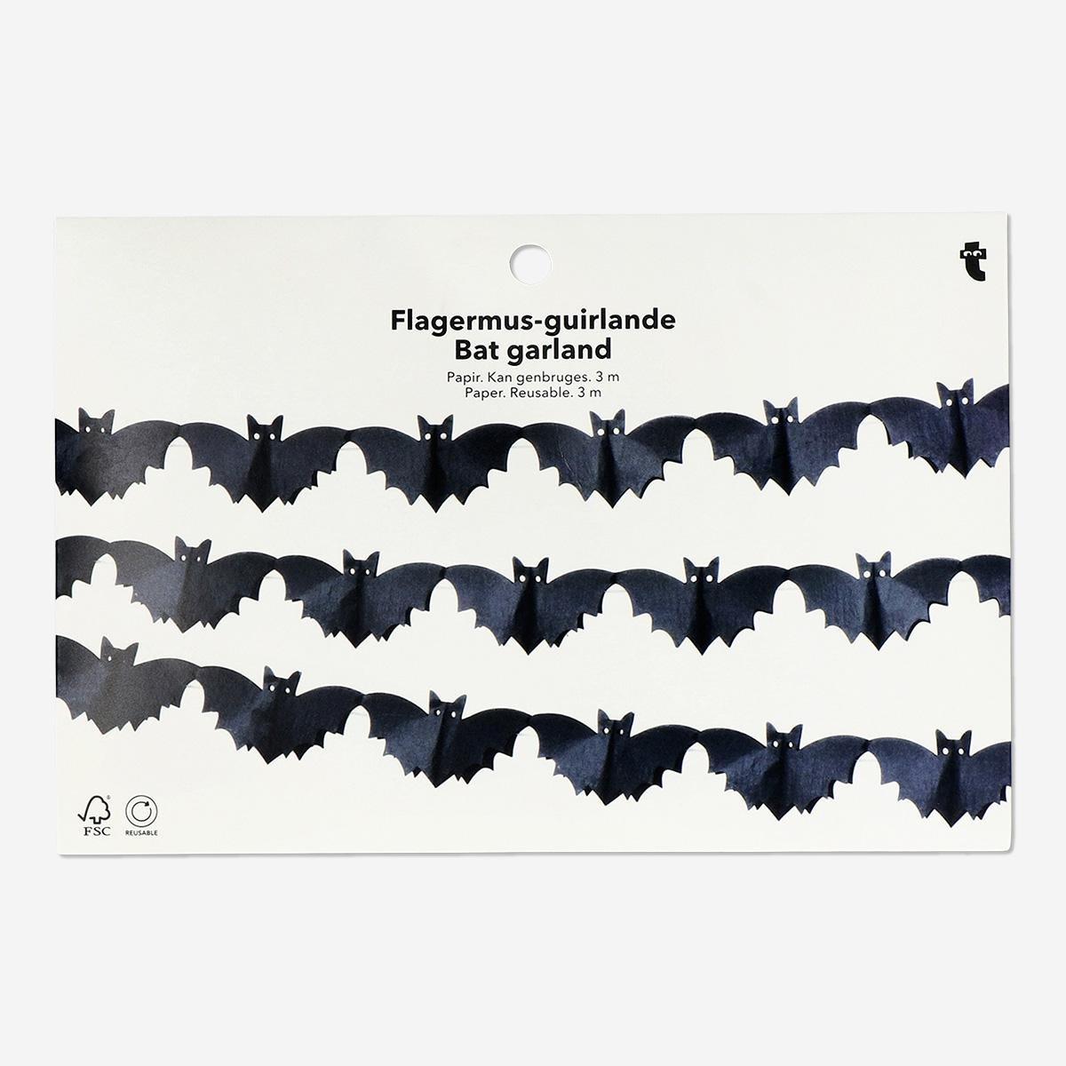 Black Paper Bat Garland - 300 Cm