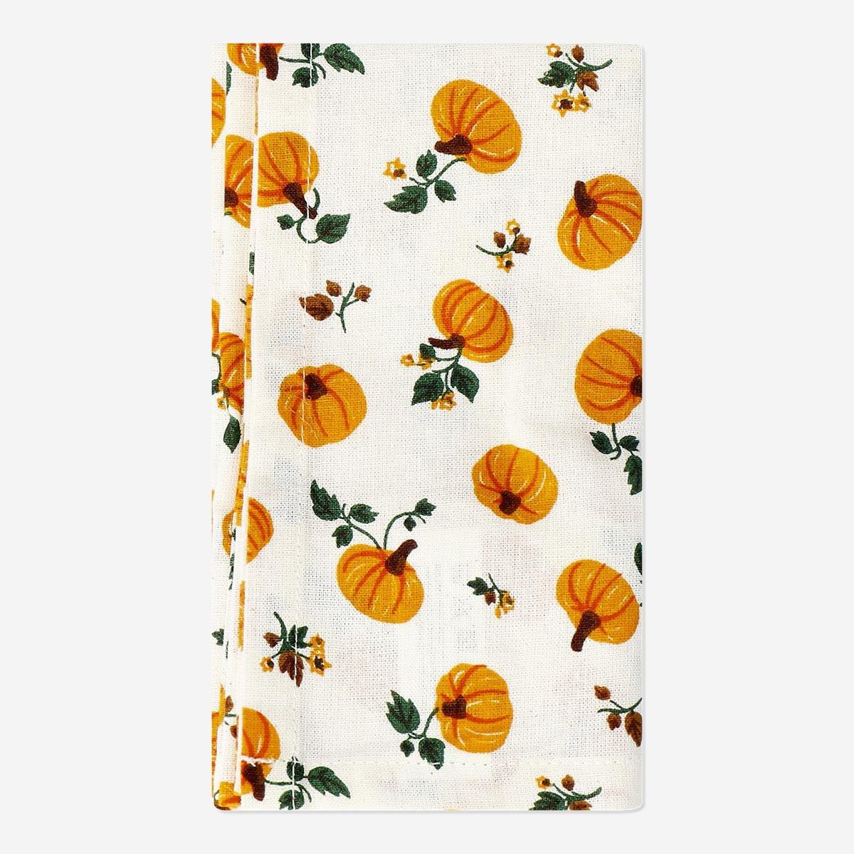 Orange Pumpkin Fabric Napkins . 2 Pcs