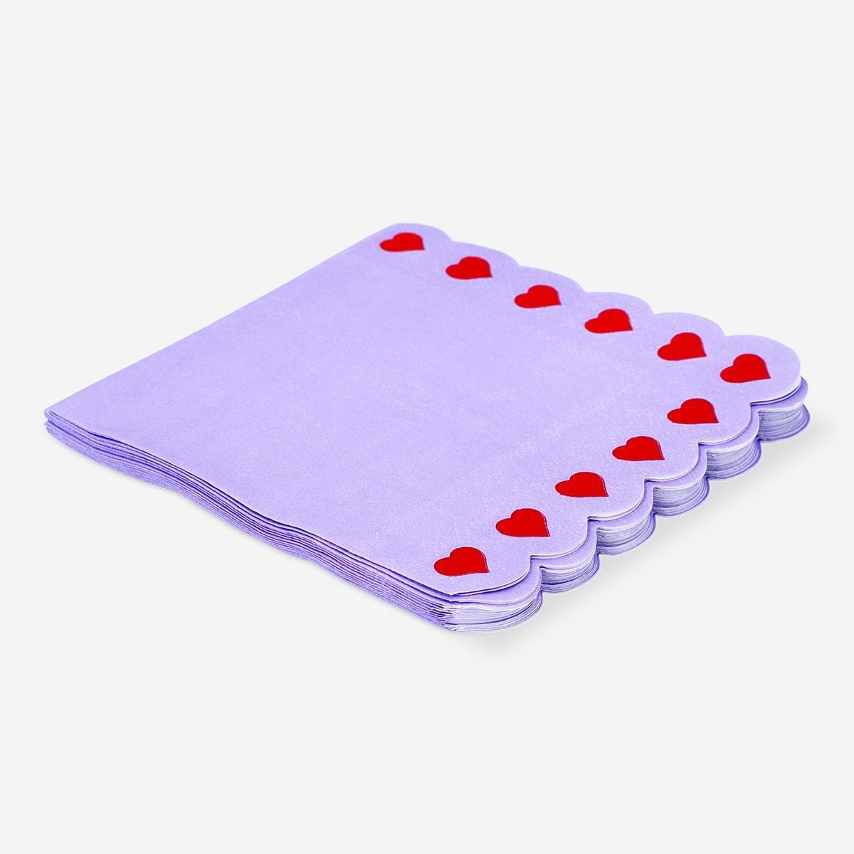 Purple heart designs napkins. 15 pcs