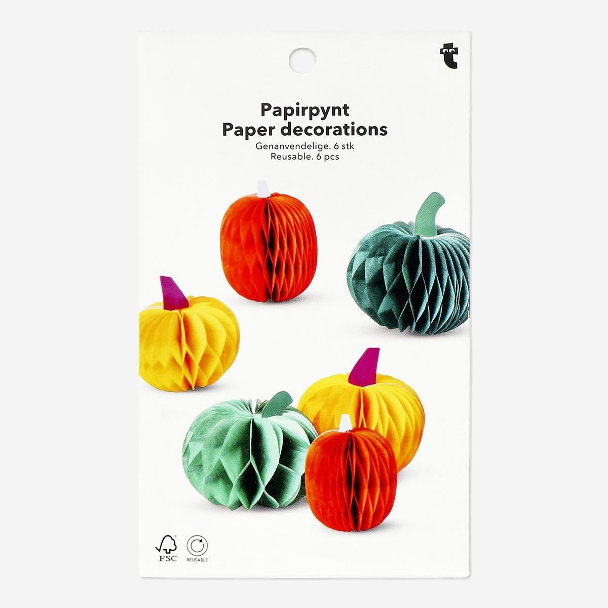Multicolour Pumpkin Paper Decorations . 6 Pcs