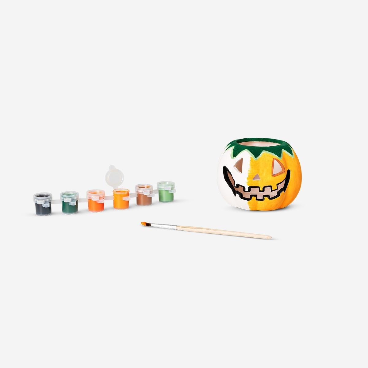 Multicolour Diy Paint And Brush Pumpkin Tealight Holder