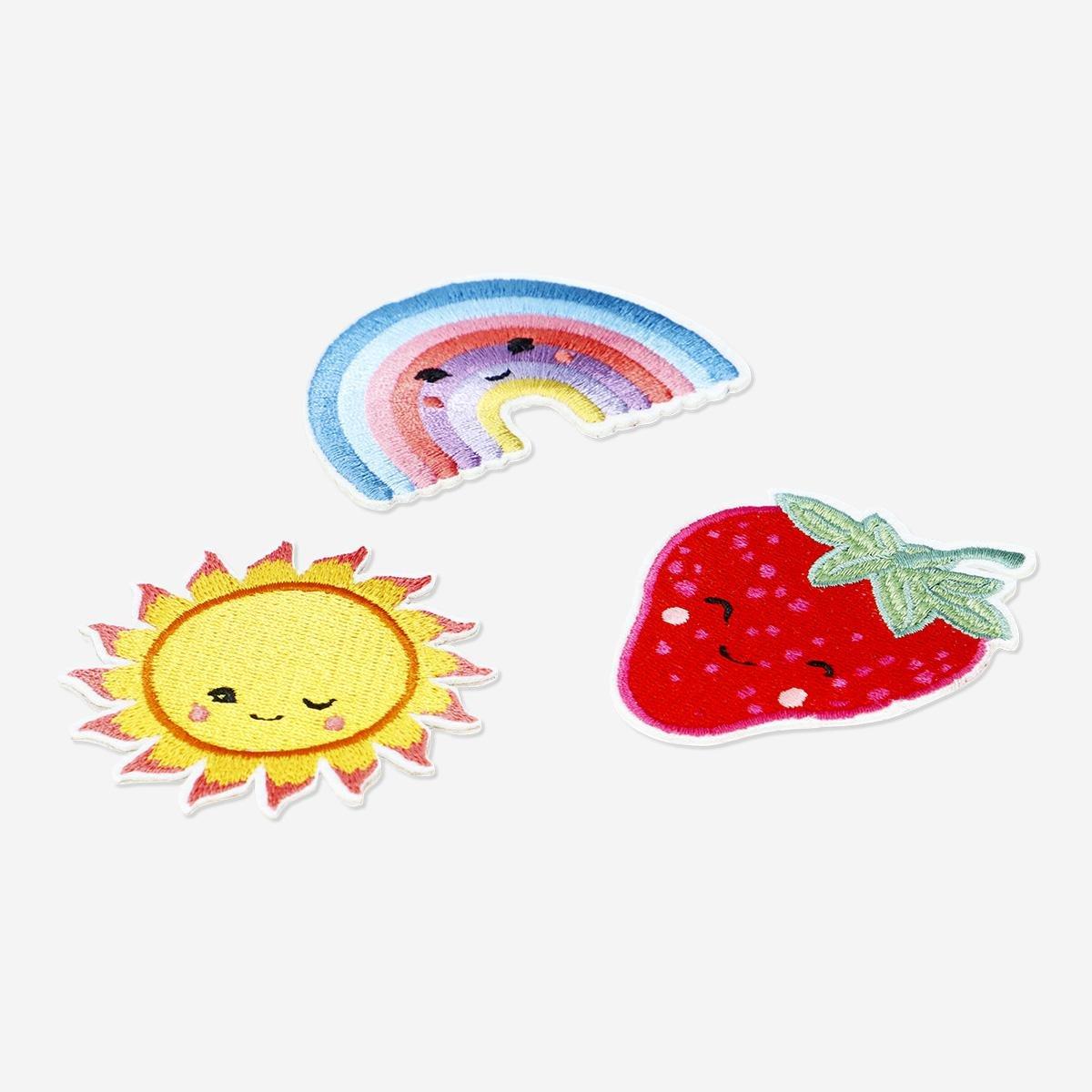 Multicolour iron-on patches for fabric. 3 pcs