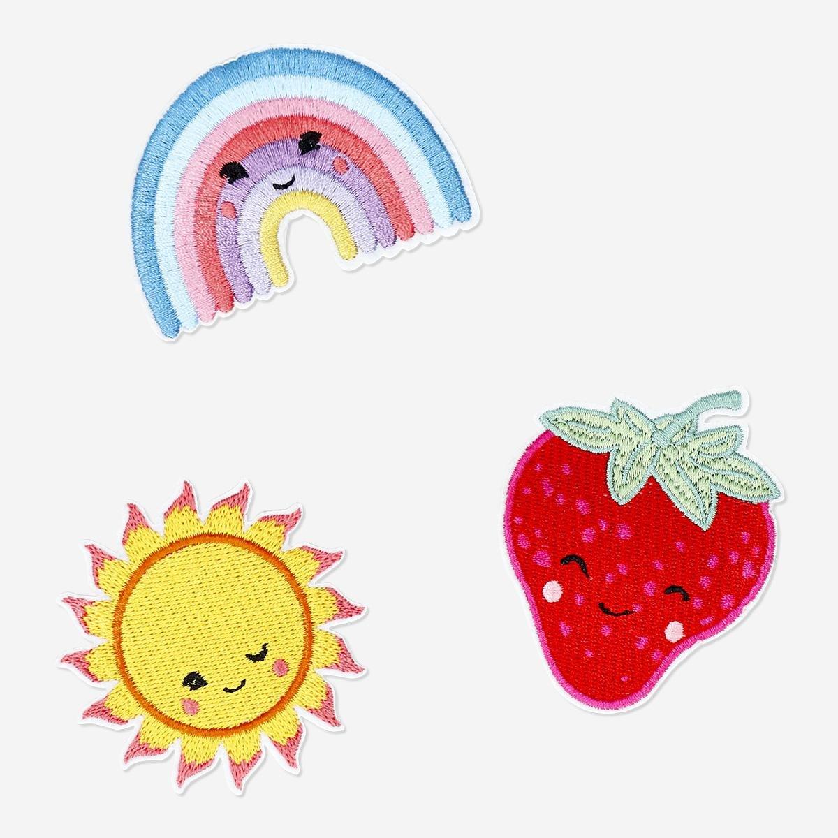 Multicolour iron-on patches for fabric. 3 pcs