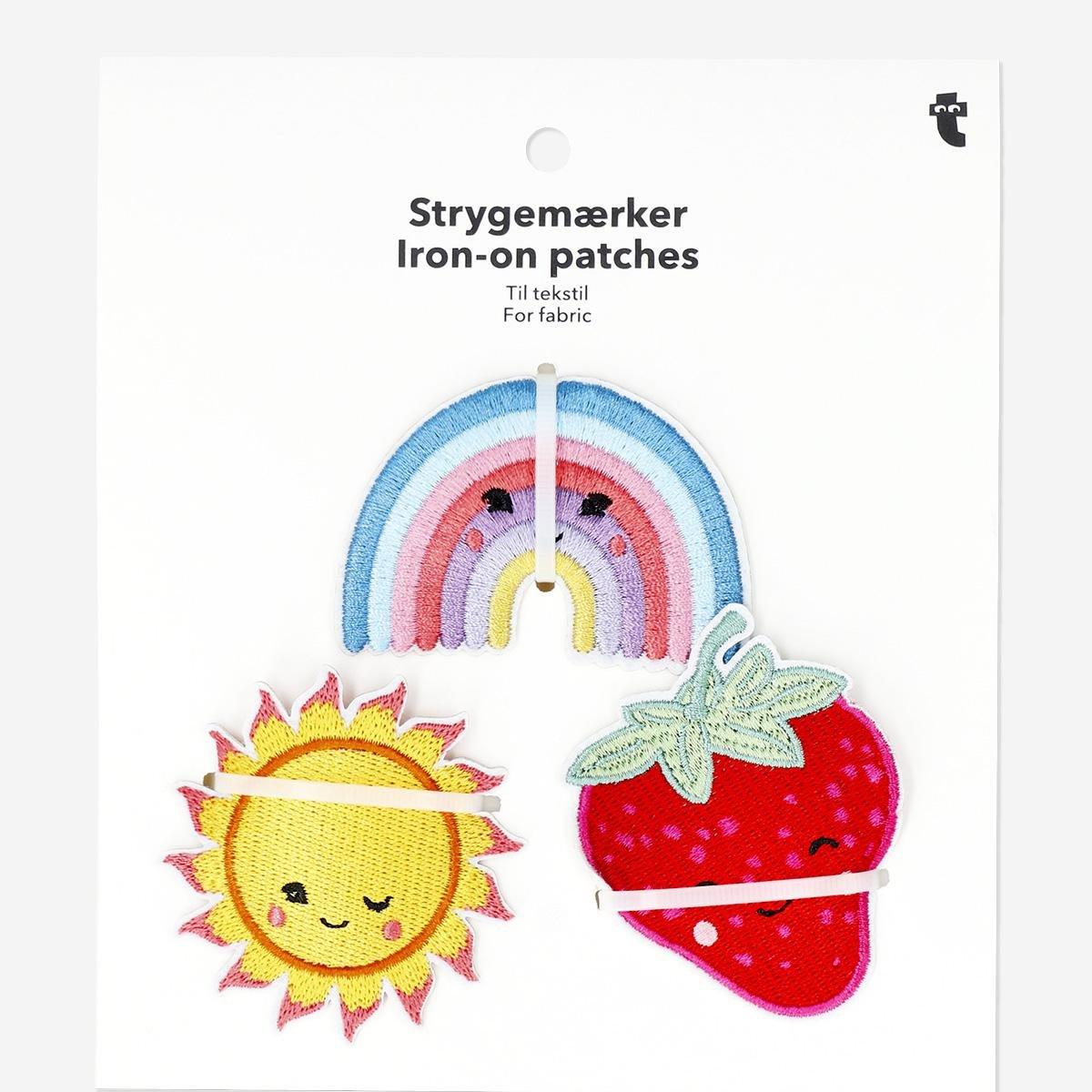 Multicolour iron-on patches for fabric. 3 pcs