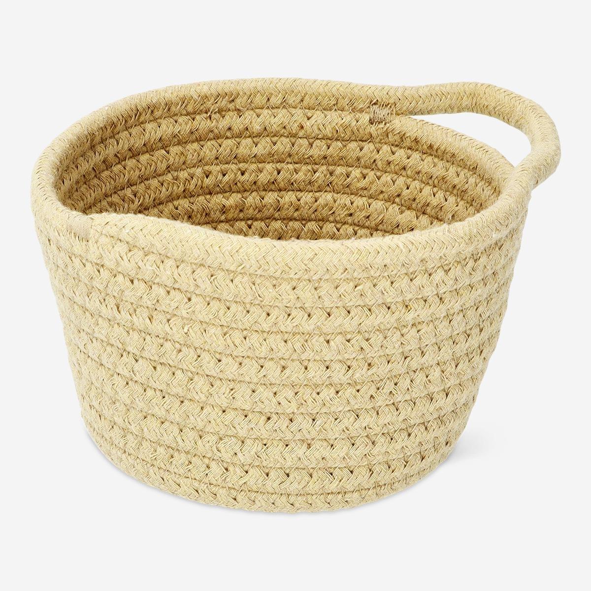 Beige cotton rope basket. 15 cm
