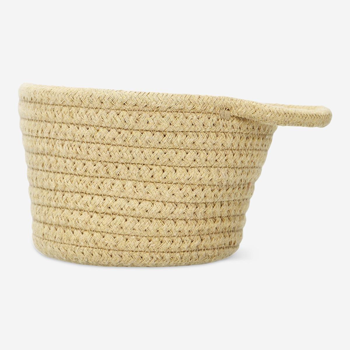 Beige cotton rope basket. 15 cm