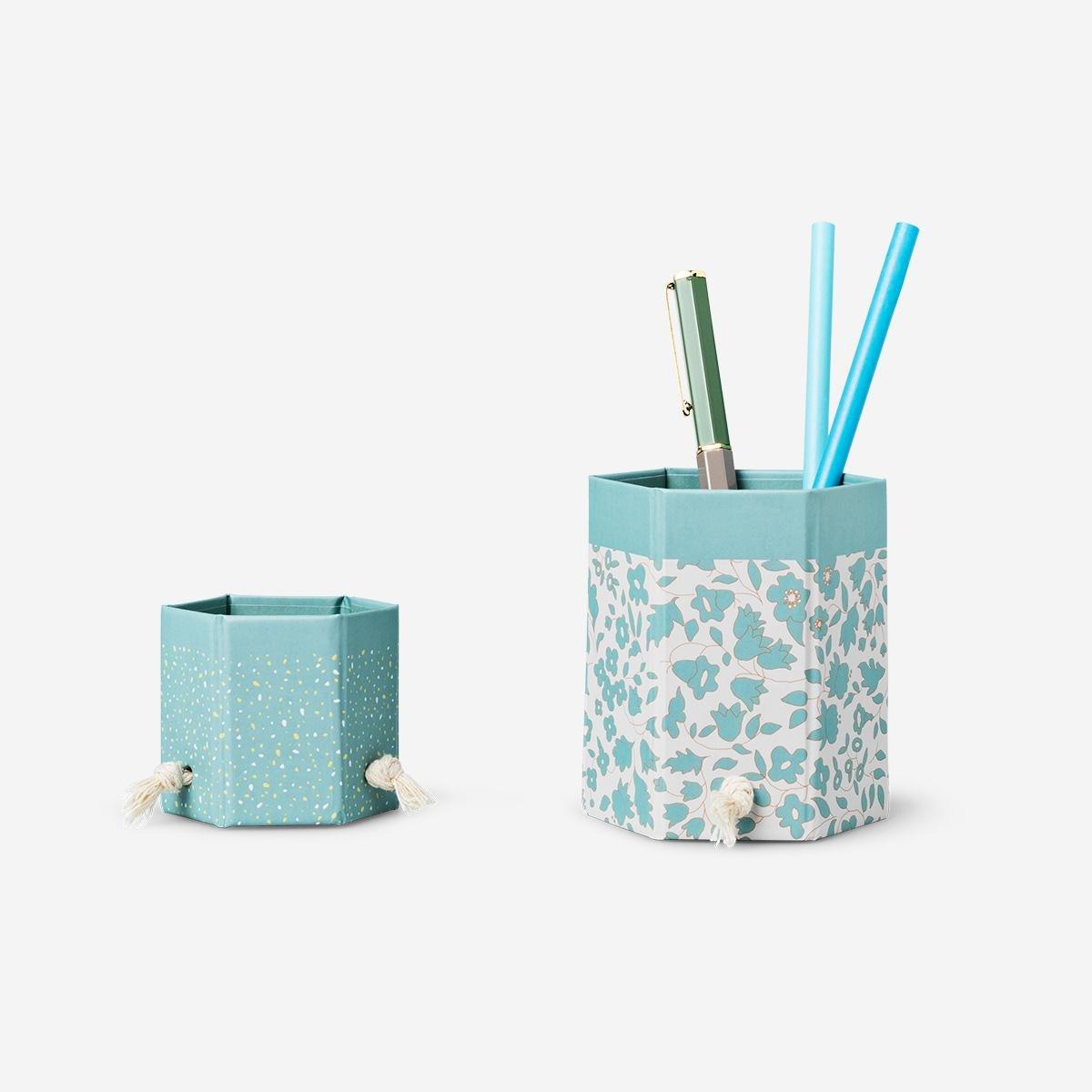 Multicolour collapsible 2-in-1 floral pencil holder