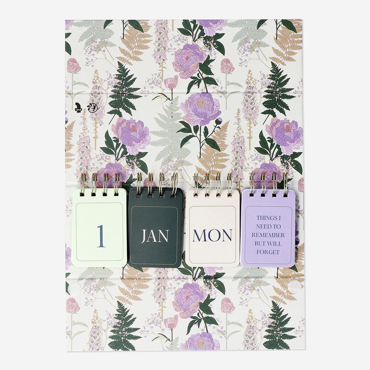 Multicolour floral calendar with affirmations