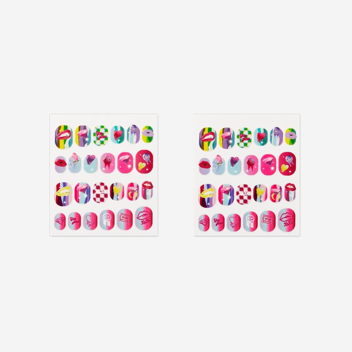 Multicolour Stick-On Nail Polish Wraps. 24 Pcs