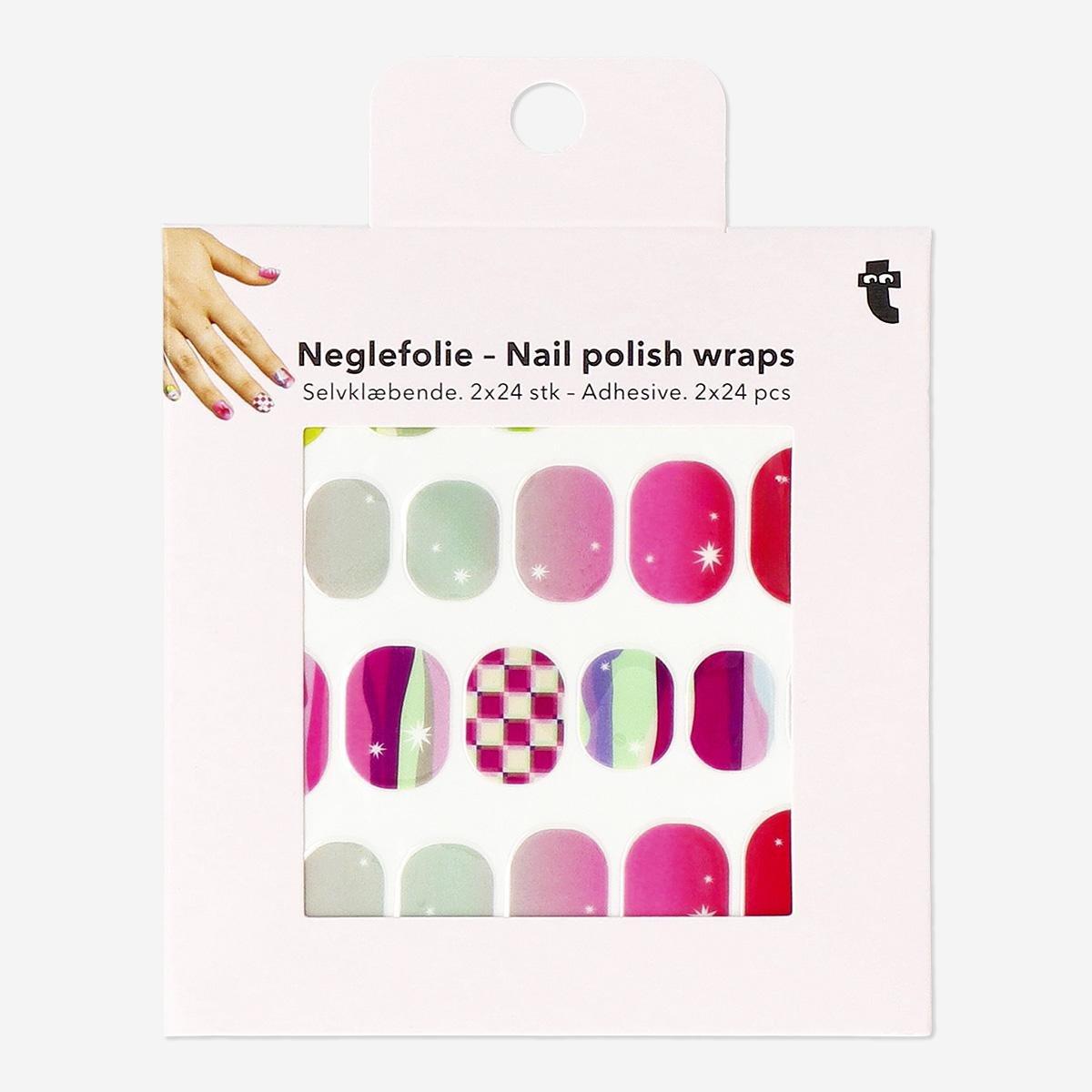 Multicolour Stick-On Nail Polish Wraps. 24 Pcs