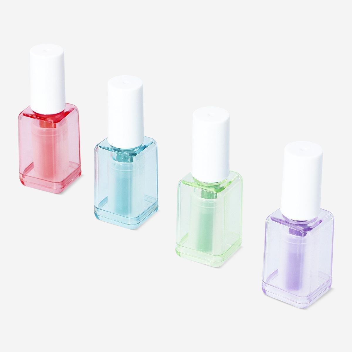 Multicolour Nail Polish-Shaped Highlighters . 4 Pcs