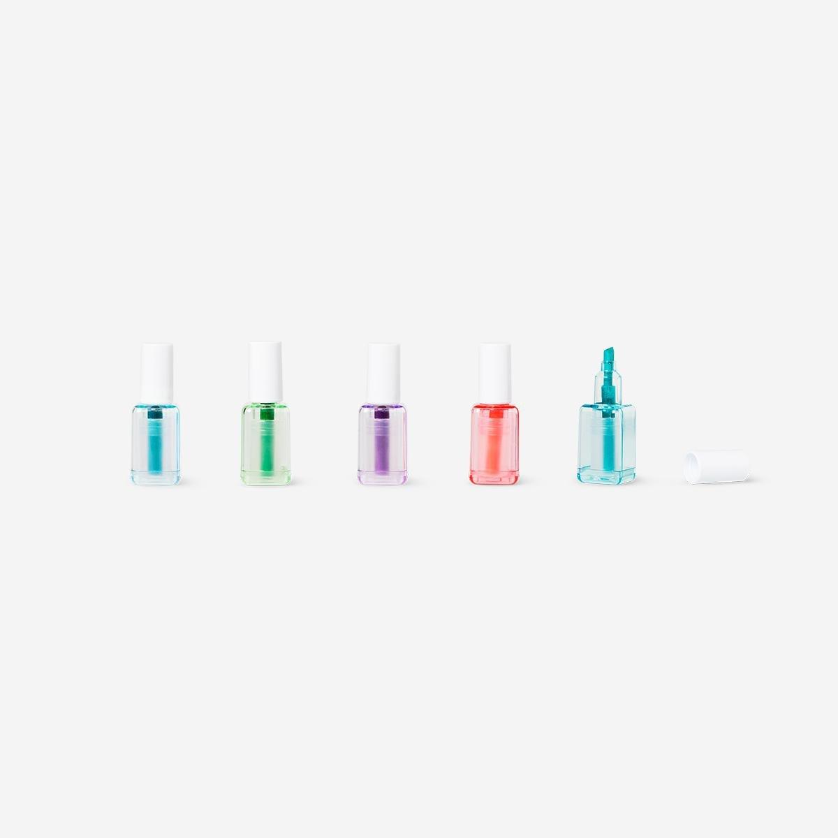 Multicolour Nail Polish-Shaped Highlighters . 4 Pcs