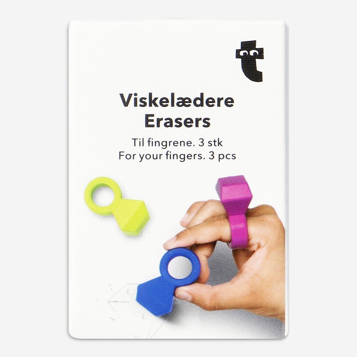 Multicolour Finger Erasers. 3Pcs