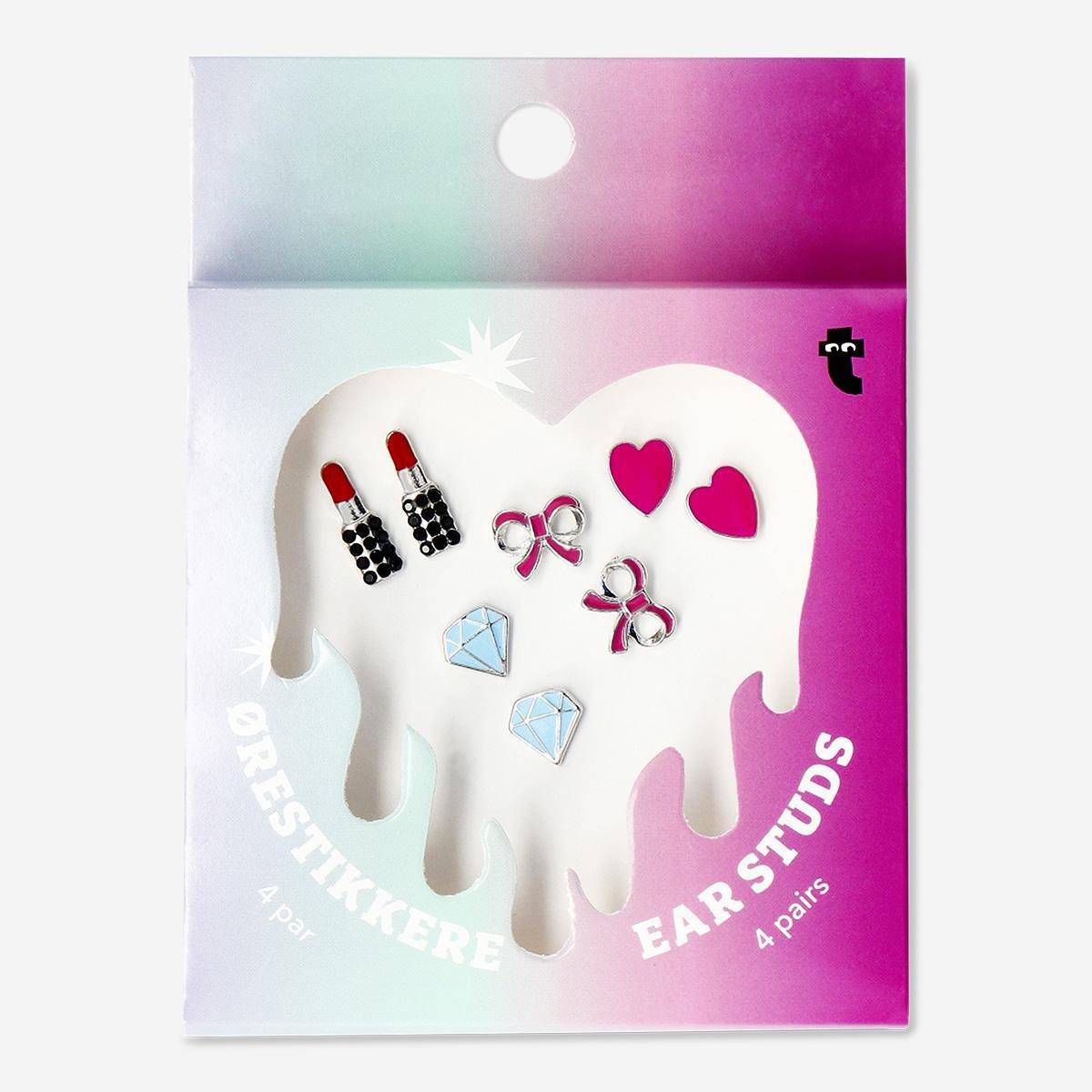 Multicolour Ear Studs . 4Pcs