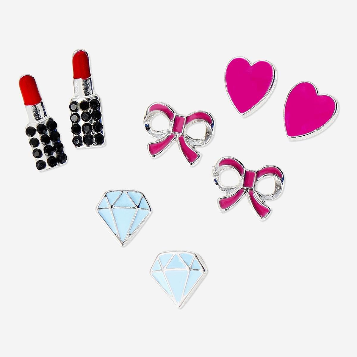 Multicolour Ear Studs . 4Pcs