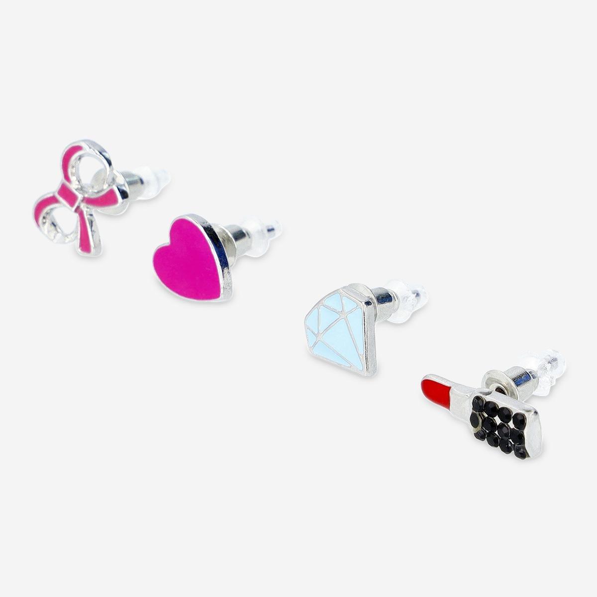 Multicolour Ear Studs . 4Pcs