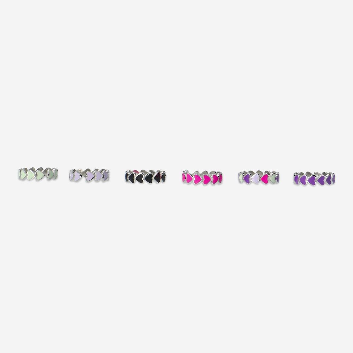 Multicolour Adjustable Rings . 6 Pcs