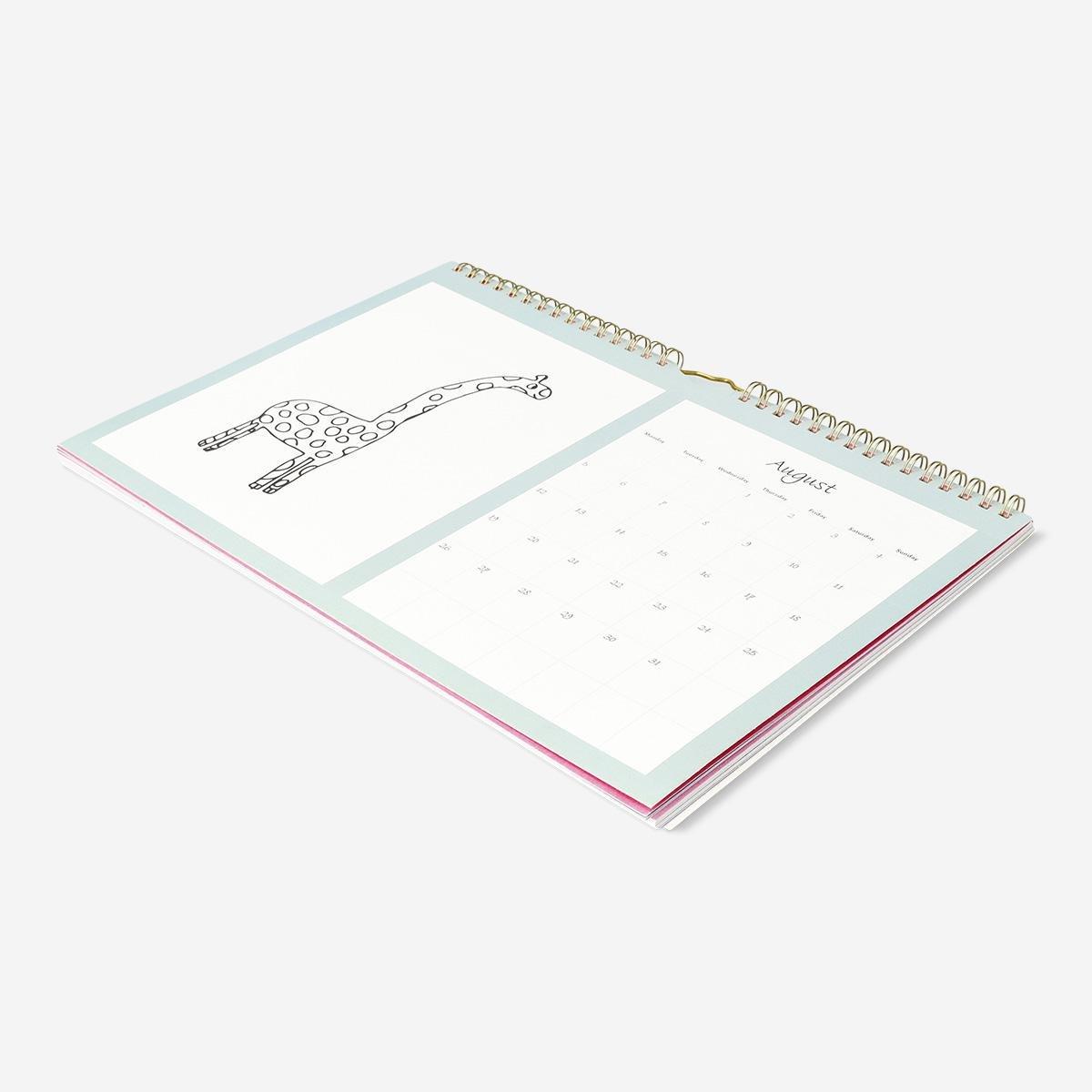 Multicolour drawings monthly calendar