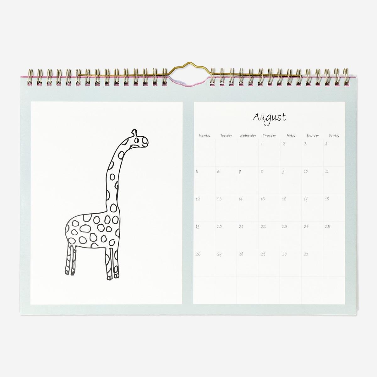 Multicolour drawings monthly calendar
