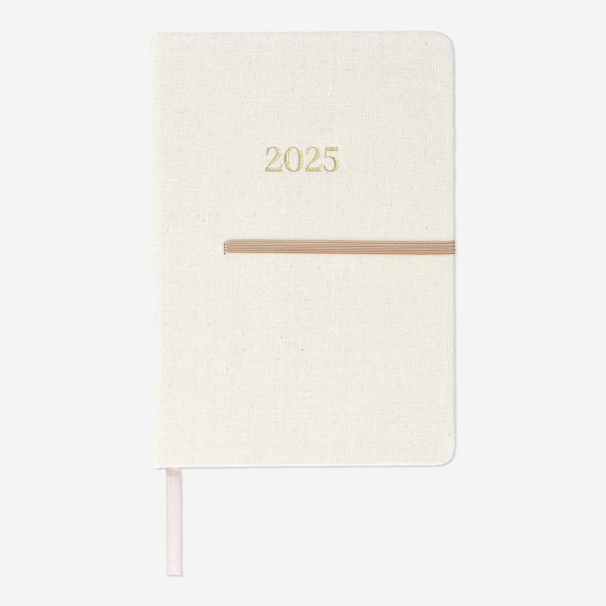 White linen cover daily diary A5 - English