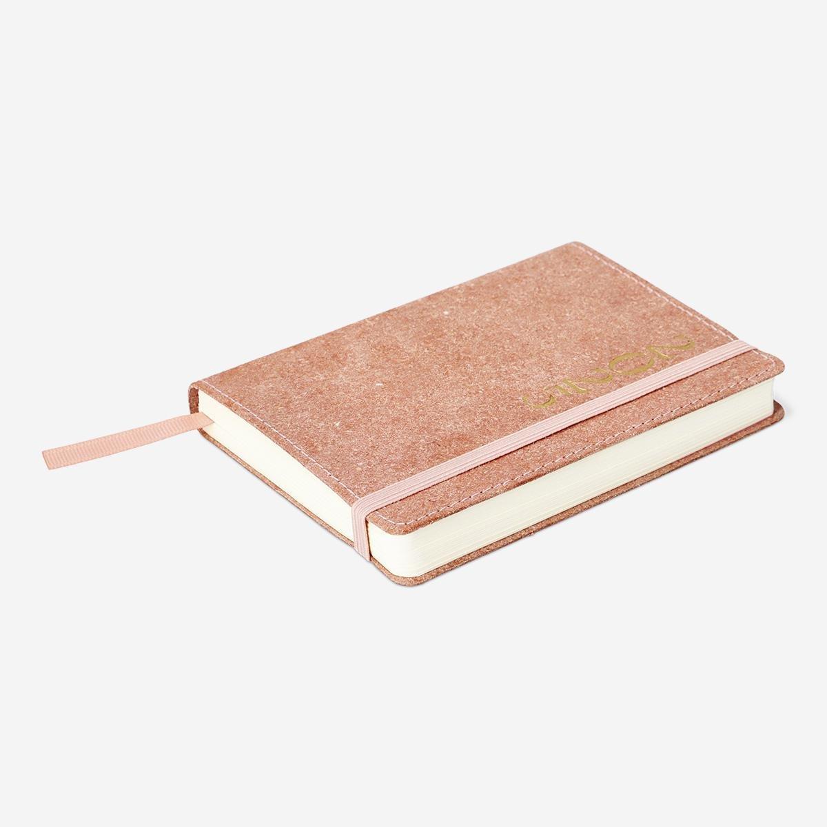 Pink leather-bound daily diary A6 - English