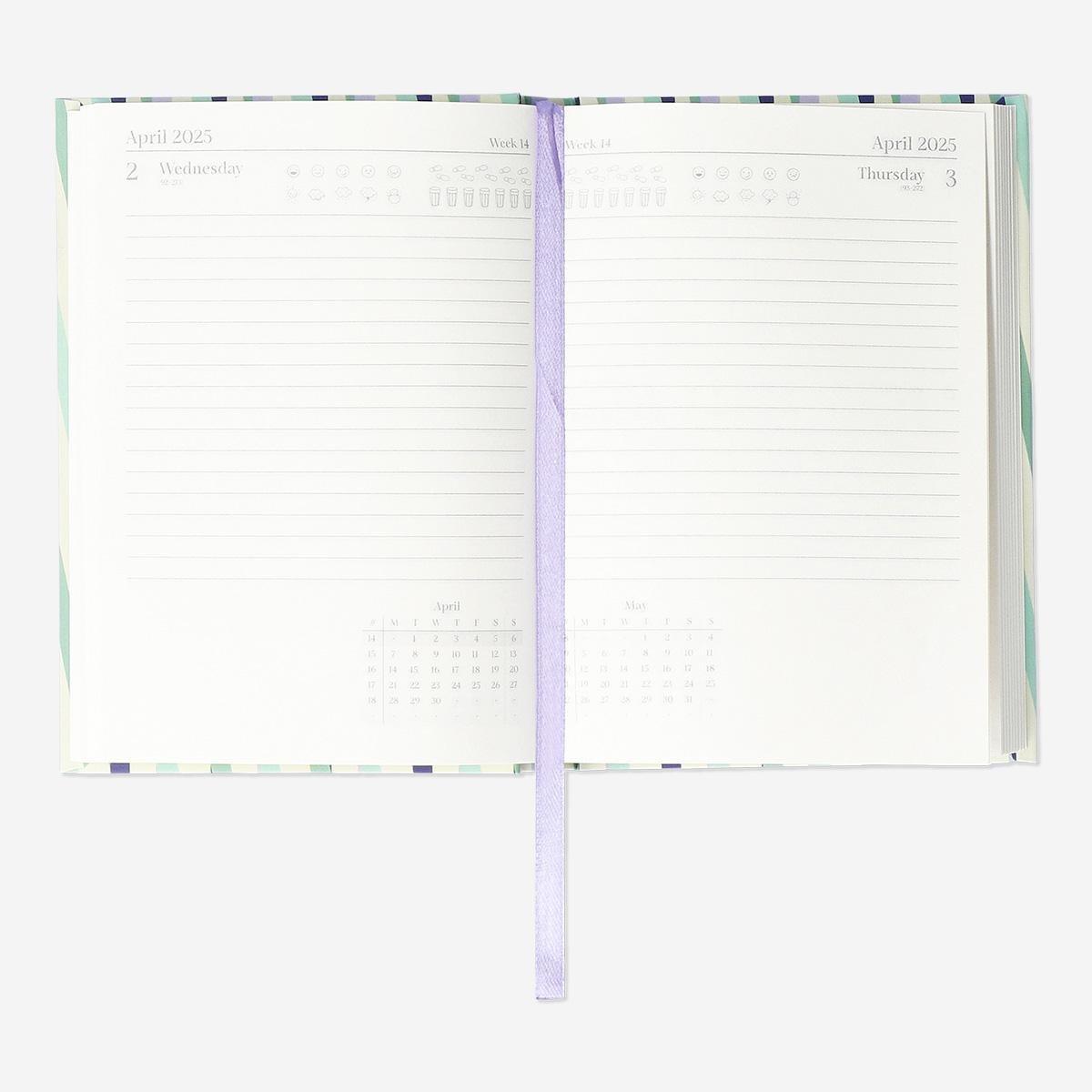 Multicolour striped daily diary A6 - English