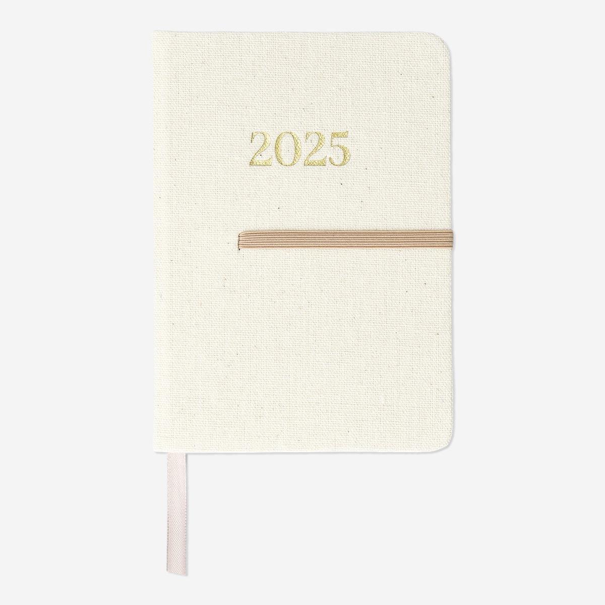 White linen cover daily diary A6 - English
