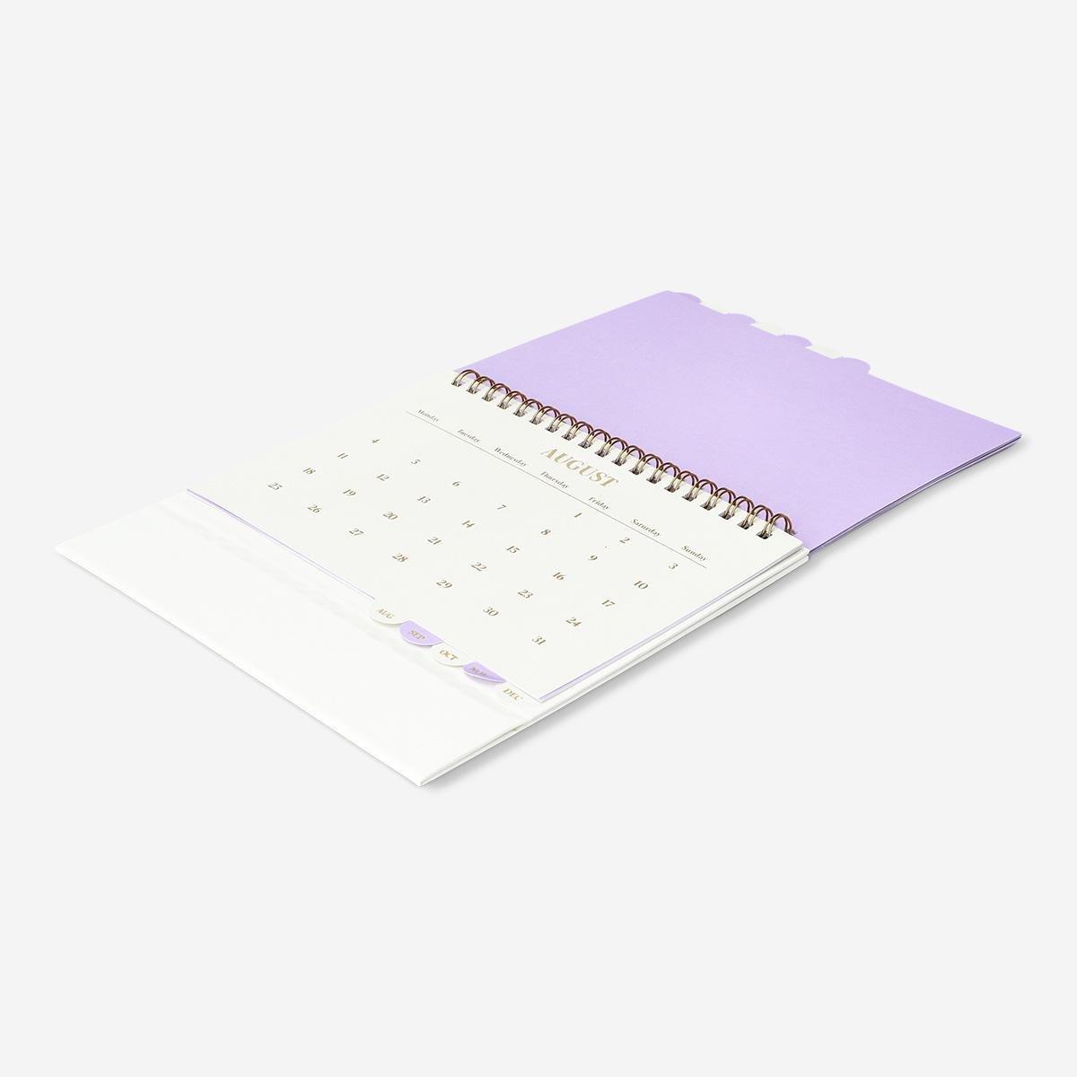 White spiral desk calendar - English