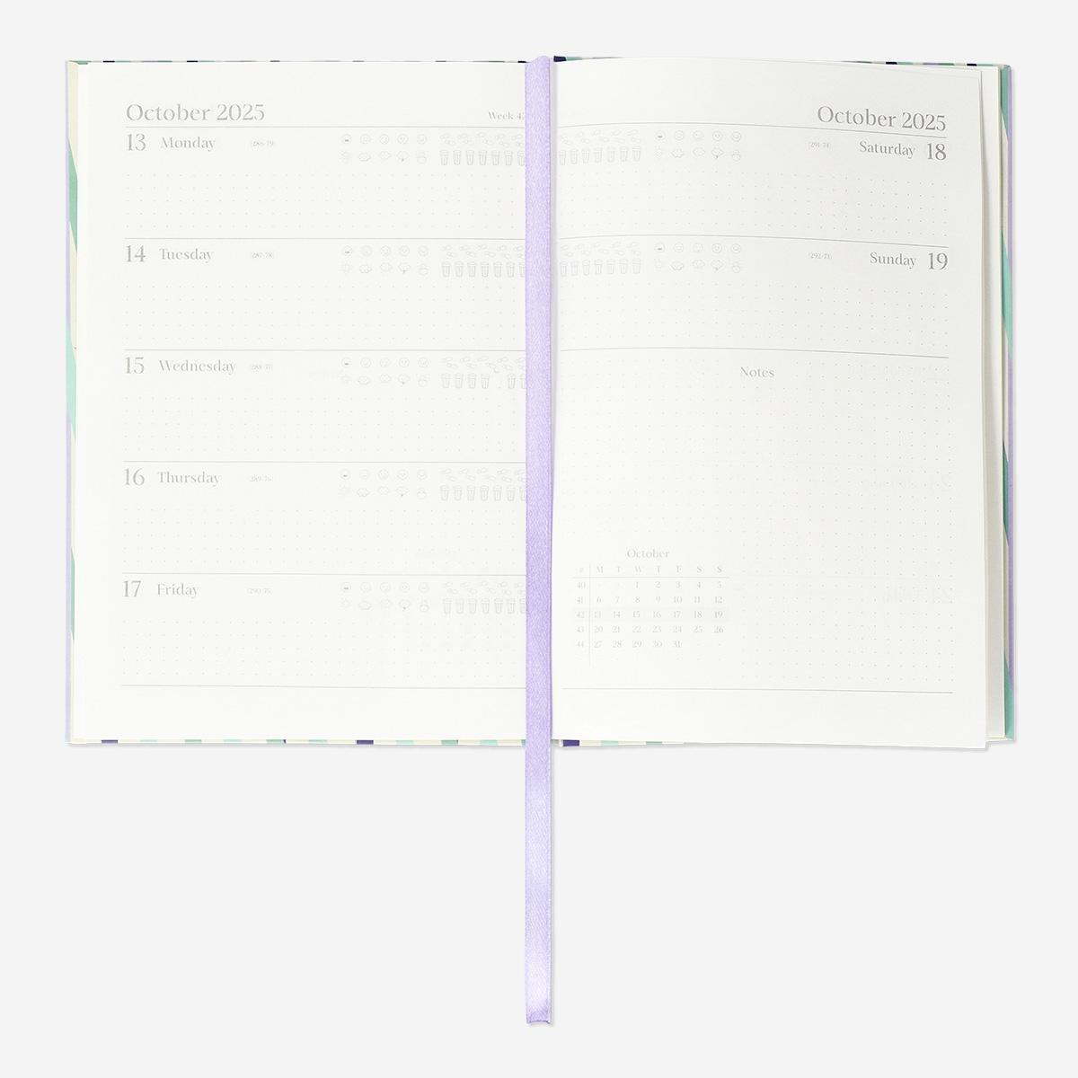 Multicolour striped weekly diary b6 - English