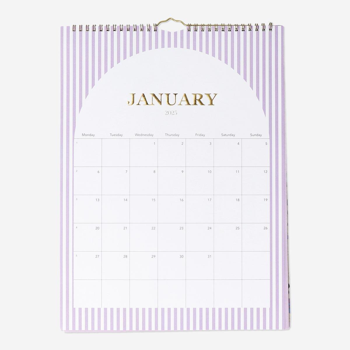 Multicolour floral monthly wall planner - English