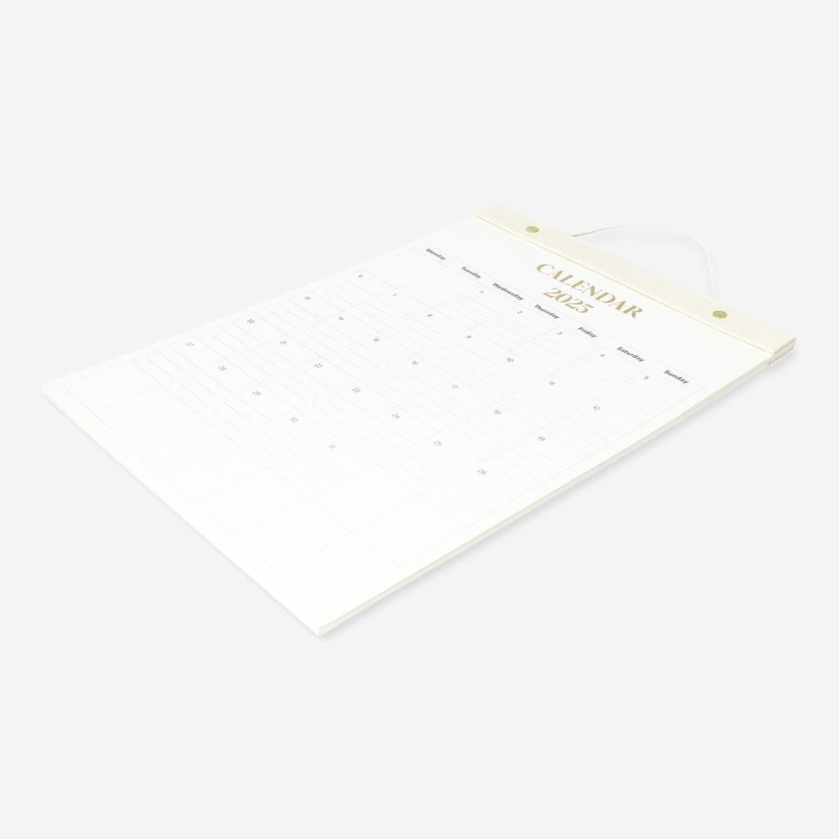 White monthly wall calendar - English