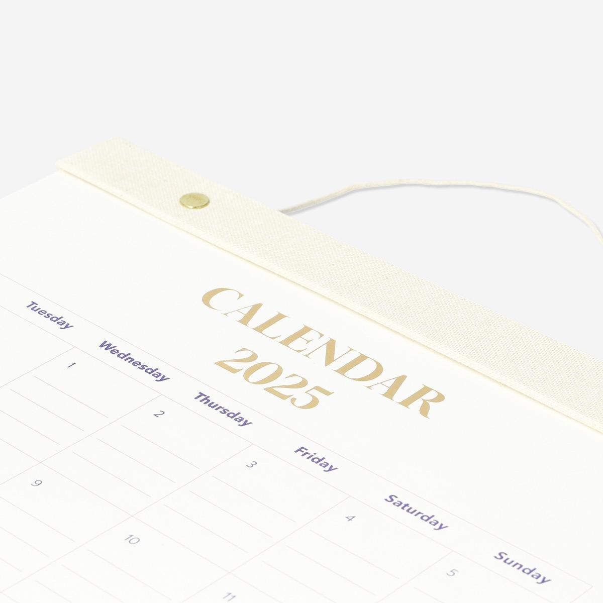 White monthly wall calendar - English