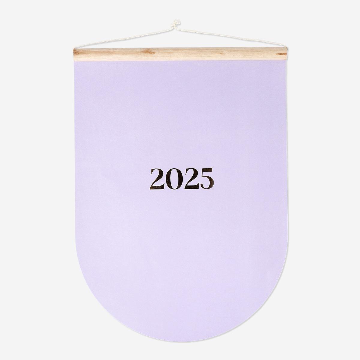 Purple monthly wall calendar - English