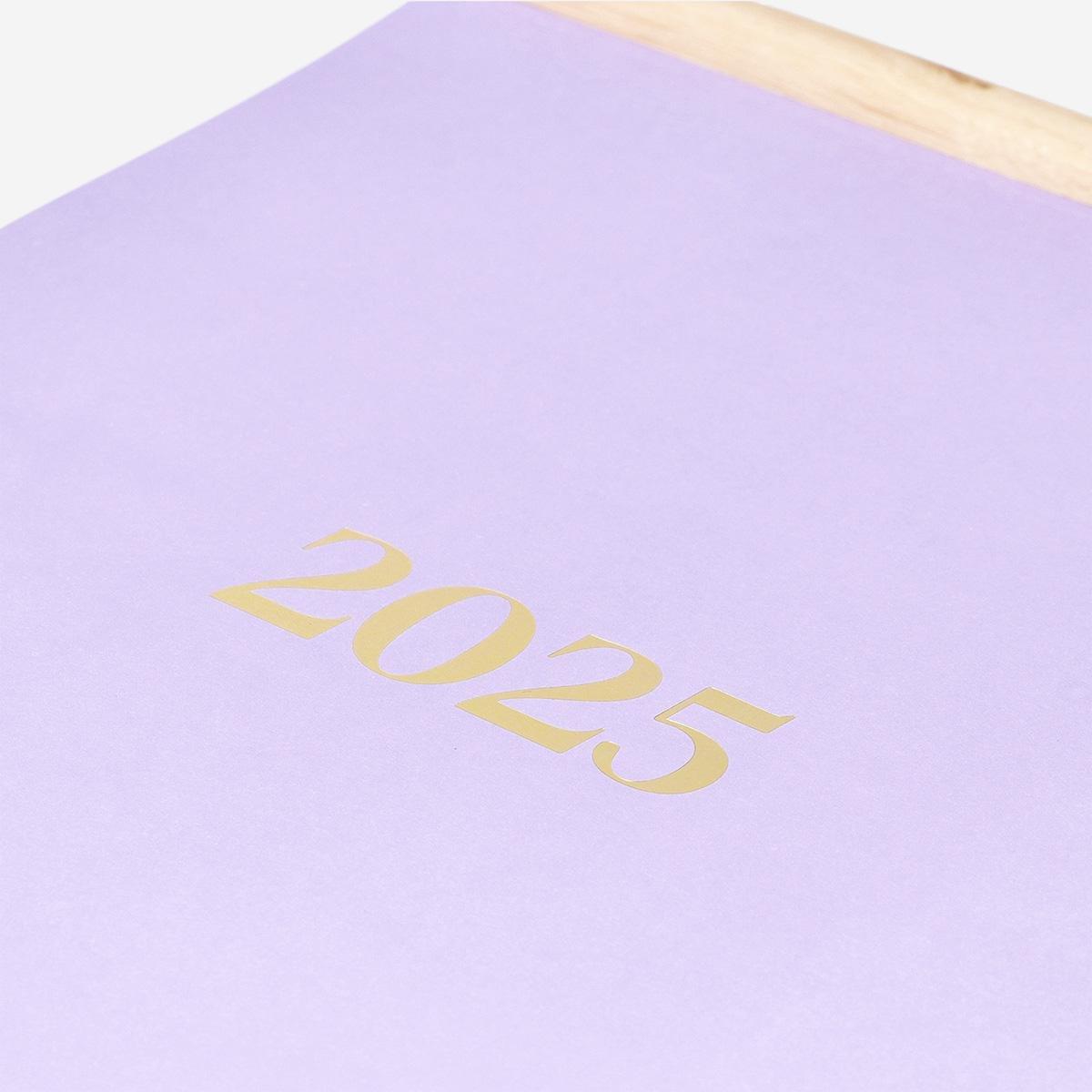 Purple monthly wall calendar - English