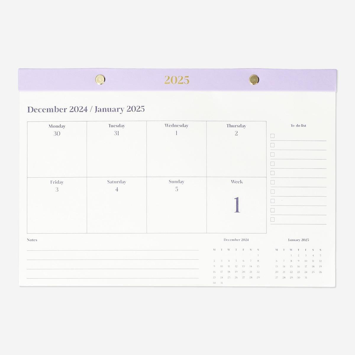 Purple weekly planner - English