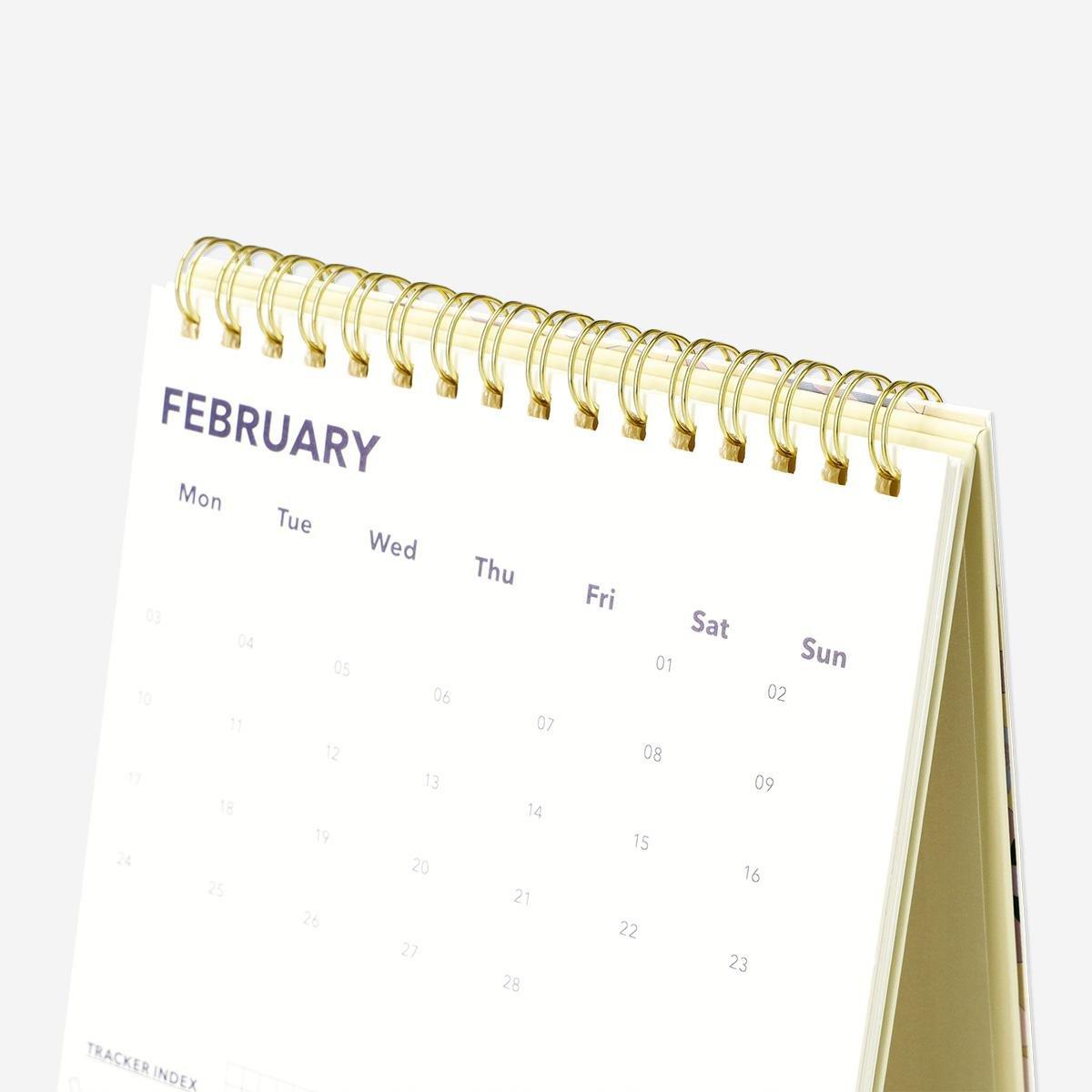 Multicolour floral desk calendar - English
