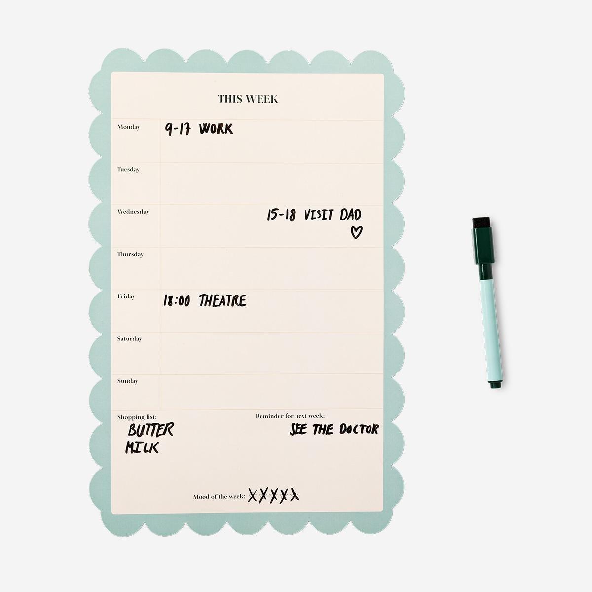 Multicolour scalloped magnetic board with marker
