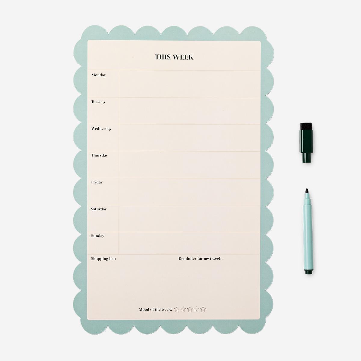Multicolour scalloped magnetic board with marker