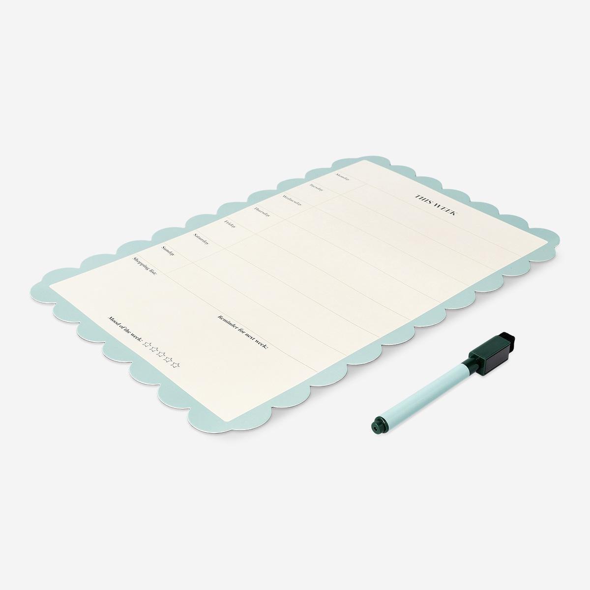 Multicolour scalloped magnetic board with marker
