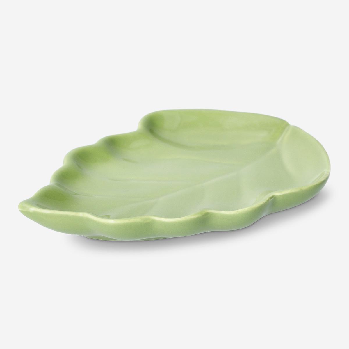 Green Small Leaf-Shaped Dish