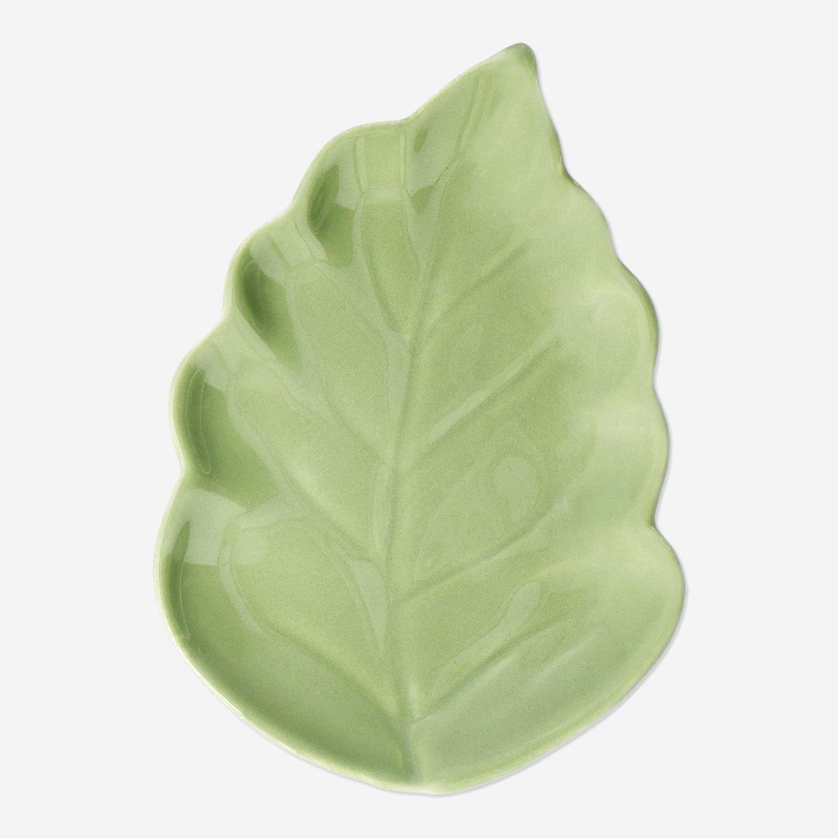 Green Small Leaf-Shaped Dish