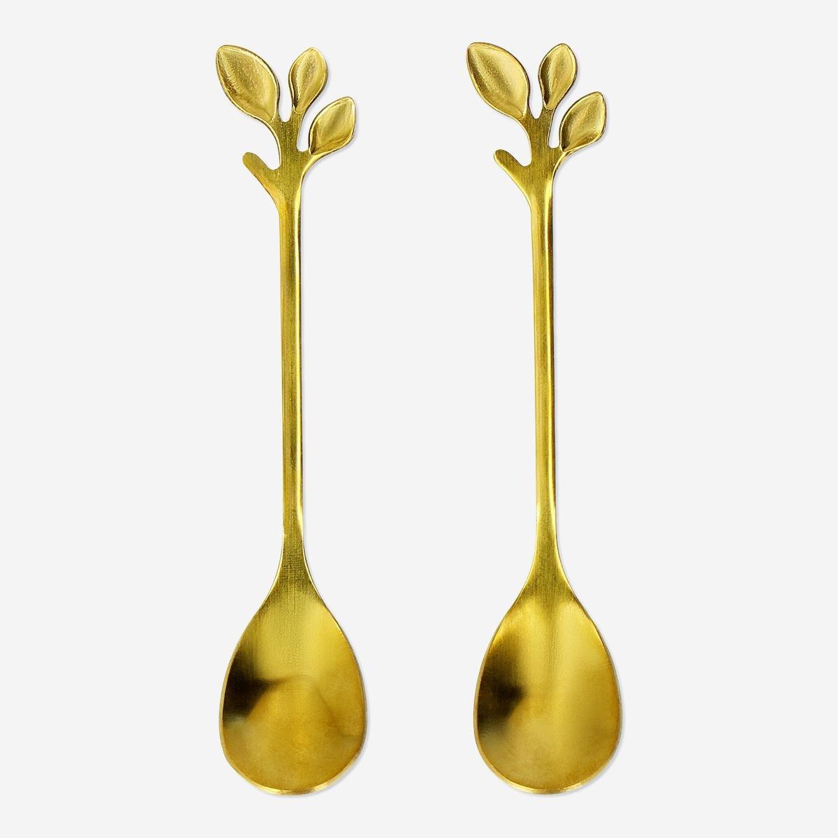 Gold Leaf Spoons. 2 Pcs
