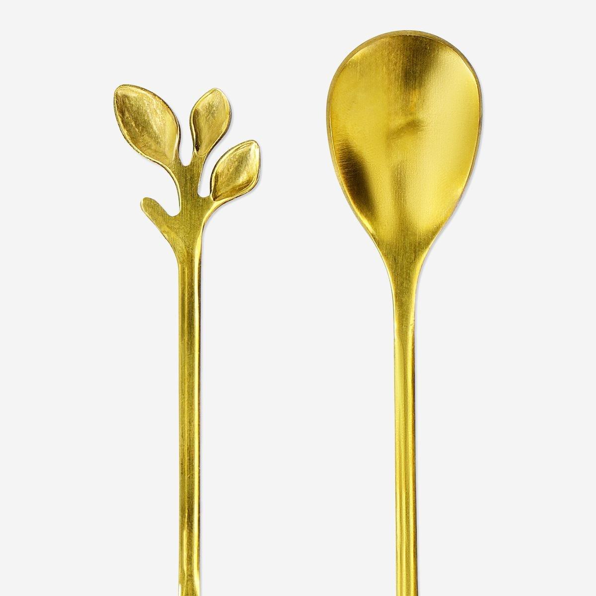 Gold Leaf Spoons. 2 Pcs