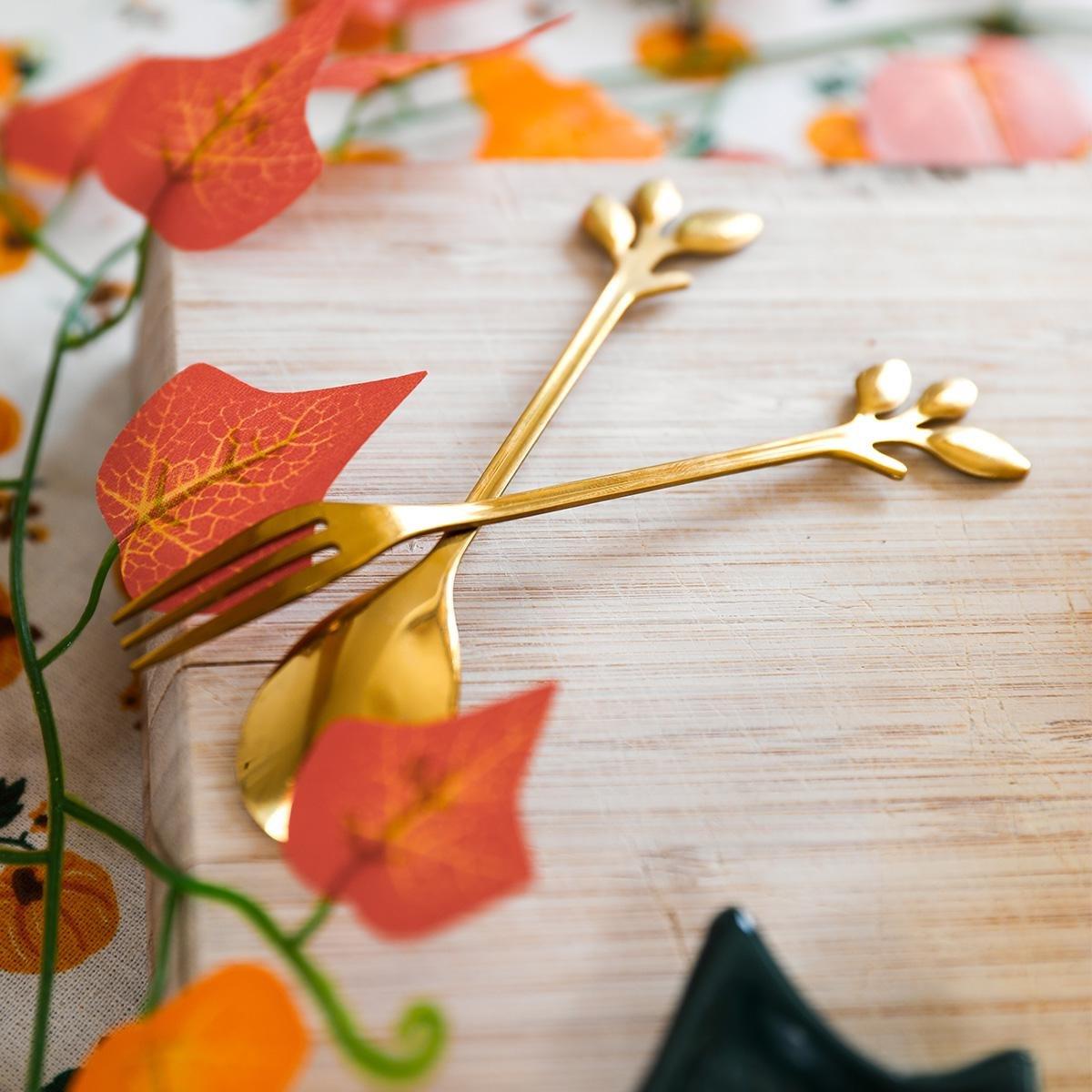 Gold Leaf Spoons. 2 Pcs