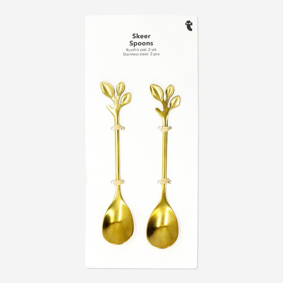 Gold Leaf Spoons. 2 Pcs