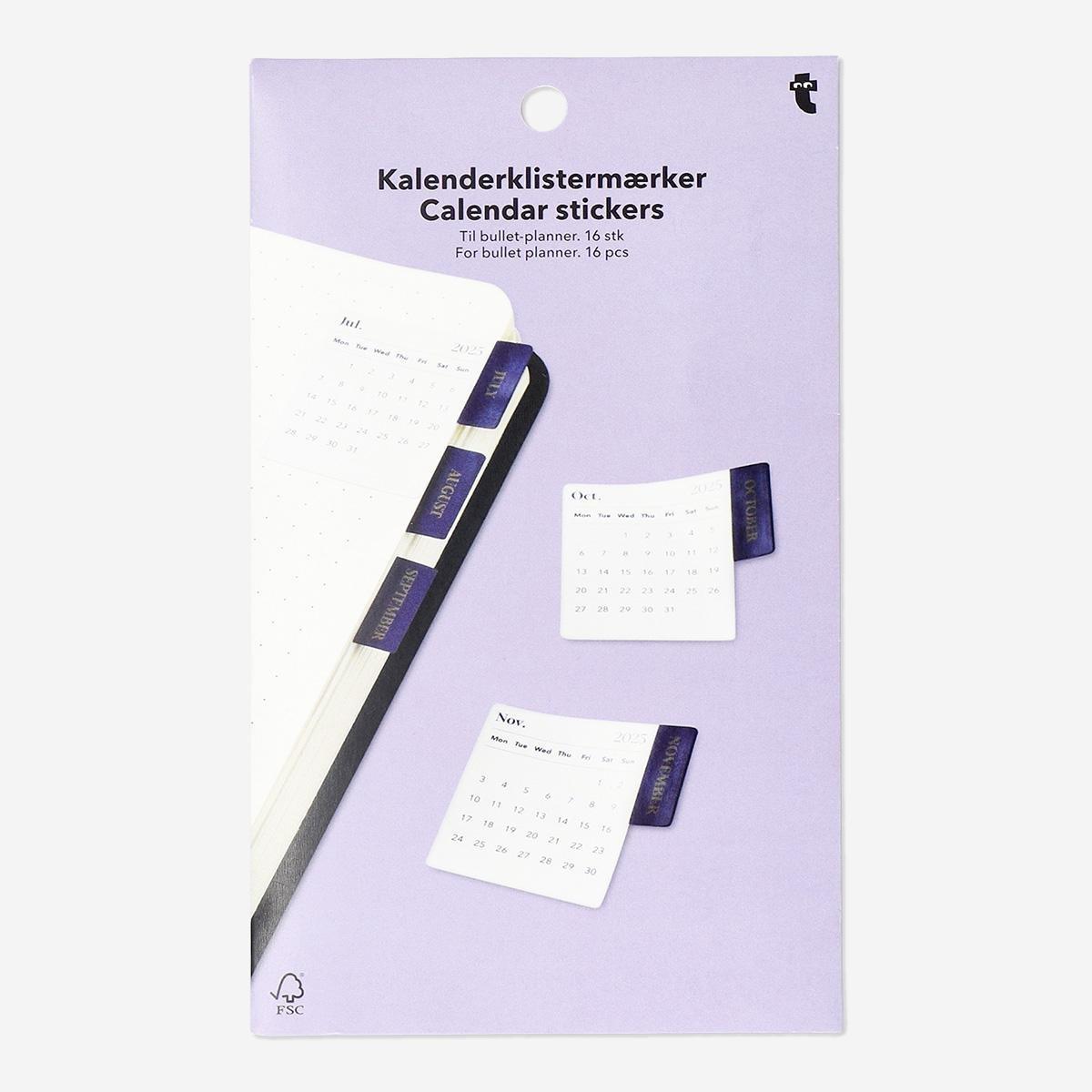 Multicolour calendar index stickers - English